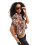 Фото #1 товара Miss Selfridge poplin cropped shirt in animal print co ord