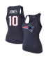 Фото #1 товара Women's Threads Mac Jones Navy New England Patriots Player Name and Number Tri-Blend Tank Top