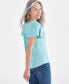 Фото #4 товара Women's Smocked Flutter-Sleeve V-Neck Knit Top, Created for Macy's