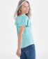 Petite Smocked-Shoulder V-Neck Flutter-Sleeve Top, Created for Macy's Willow Hedge, PM - фото #2