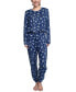 ფოტო #1 პროდუქტის Women's 2-Pc. Henley Jogger Pajamas Set