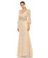 Фото #1 товара Women's Lace Long Sleeve V Neck Embellished Gown