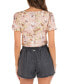 Juniors' Lily Floral-Print Bubble-Sleeve Cropped Top