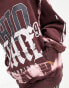 Фото #6 товара ASOS DESIGN oversized tie dye hoodie with ohio graphic in burgundy