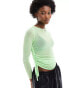 Фото #1 товара ASOS DESIGN long sleeve mesh top with ruched sides in light green