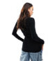 Weekday Jwan drape long sleeve top in black