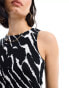 Pieces round neck vest top in black zebra print