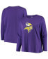 ფოტო #2 პროდუქტის Women's Purple Minnesota Vikings Plus Size Primary Logo Long Sleeve T-shirt