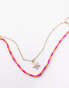 Фото #2 товара South Beach double beaded festival belly chain with starfish charms in pink and gold