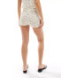 ASOS DESIGN knitted crochet shorts co-ord in cream