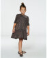 Little Girls Short Sleeve Metallic Dress With Frills Golden Brown - Toddler|Child