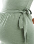 Фото #4 товара Mamalicious Maternity belted jersey jumpsuit with wide leg in sage green