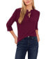 Women's 3/4-Sleeve Tie-Front Ruffle Neck Knit Top Красный, XS - фото #1