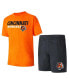 ფოტო #1 პროდუქტის Men's Black, Orange Cincinnati Bengals Meter T-shirt and Shorts Sleep Set