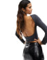 Фото #1 товара Missyempire slinky low back long sleeve top in charcoal