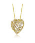 Фото #3 товара Sterling Silver 14k Yellow Gold Plated with Cubic Zirconia Knotted Ribbon 3D Puffed Heart Pendant Necklace