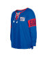 Women's Royal New York Giants Plus Size Lace-Up Notch Neck Long Sleeve T-shirt