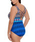 Swim Solutions Women's Printed One-Piece Swimsuit Sparkle Park Size 14