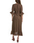 Фото #2 товара Sole Tatiana Linen-Blend Wrap Dress Women's Brown Xs