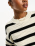 JDY knitted crew neck jumper in cream stripe