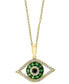 ფოტო #2 პროდუქტის EFFY® Tsavorite (1/5 ct. t.w.) & Diamond (1/8 ct. t.w.) Evil Eye 18" Pendant Necklace in 14k Gold