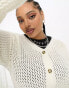 COLLUSION Plus knitted crochet cardigan in true white