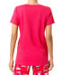 ფოტო #2 პროდუქტის Women's Solid Short-Sleeve V-Neck Sleep Tee