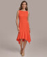 ფოტო #3 პროდუქტის Donna Karan Women's Boat-Neck Sleeveless Ruffled-Hem Sheath Dress