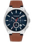 ფოტო #1 პროდუქტის Men's Jackson Saddle Leather Strap Watch 45mm