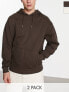 Фото #1 товара ASOS DESIGN oversized hoodie dark brown/soft white in 2 pack