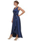 Women's Faux-Wrap Tie-Waist Satin Crepe Dress