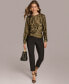 ფოტო #6 პროდუქტის Women's Long-Sleeve Metallic Faux-Wrap Top