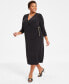 Plus Size Draped Surplice Faux-Wrap Dress, Created for Macy's