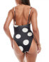 ASOS DESIGN Cindy v-front swimsuit in mono spot