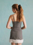 Фото #7 товара Miss Selfridge tailored ruffle hem corset mini dress in grey