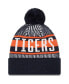 Фото #2 товара Men's Navy Detroit Tigers Striped Cuffed Knit Hat with Pom