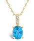 Фото #1 товара Macy's blue Topaz (1-5/8 Ct. T.W.) and Diamond Accent Pendant Necklace in 14K Yellow Gold