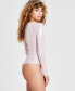 Women's Scoop-Neck Long-Sleeve Shine Bodysuit, Created for Macy's