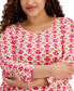 Plus Size Geo-Print 3/4-Sleeve Top, Created for Macy's