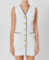 Фото #3 товара Juniors' Contrast Trim Sleeveless Blazer Sheath Dress