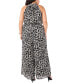 ფოტო #2 პროდუქტის Plus Size Printed Halter Jumpsuit