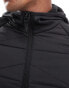 ONLY & SONS multi texture padded jacket with hood in black