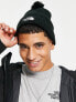 The North Face Logo Patch bobble hat in black