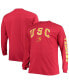 ფოტო #1 პროდუქტის Men's Cardinal Distressed USC Trojans Big and Tall 2-Hit Long Sleeve T-shirt