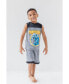 Boys Star Wars The Mandalorian Athletic Pullover T-Shirt Tank Top and Shorts 3 Piece Outfit Set to