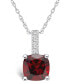 Фото #1 товара Macy's garnet (2-3/4 Ct. T.W.) and Diamond Accent Pendant Necklace in 14K White Gold