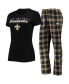 ფოტო #2 პროდუქტის Women's Black, Gold New Orleans Saints Logo T-shirt and Pants Set