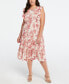 Фото #1 товара Plus Size Linen Blend Flutter Sleeve Midi Tiered Dress