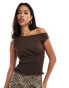 Фото #1 товара ASOS DESIGN one shoulder shirred top in brown