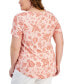 ფოტო #2 პროდუქტის Plus Size Floral Print Short-Sleeve Top, Created for Macy's